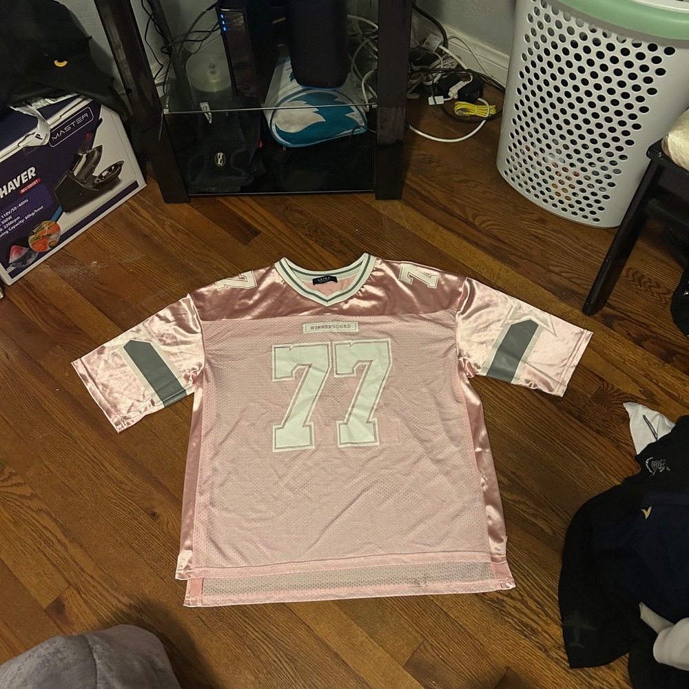 Akira Winnersquad 77 Paris Football Jersey Pink Rose Gold Satin Mesh Mens Large
